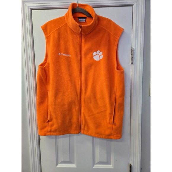 Columbia Other - Columbia Clemson Tigers Fleece Vest Mens Large Orange Full Zip NCAA Collegiate